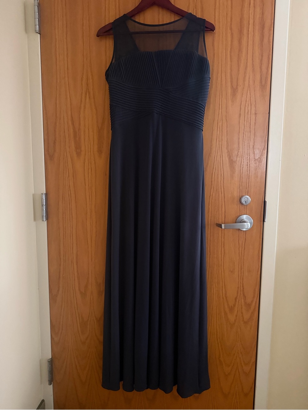 Calvin Klein Gray Maxi Dress with Sheer Yoke